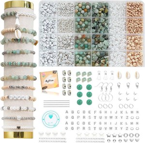 $20 Xyliise Bracelet Making Kit Nat rliche Perlen Set for Adults Beads for Bracelets Silver Jewelry Making Supplies DIY Jewelry Necklace Earrings (CZ006-Amazonite)