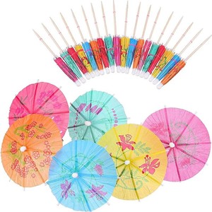 Patelai 24 Pcs Cocktail Drink Umbrellas Multi-Color Paper Umbrellas