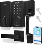 $190 Philips Wi-Fi Smart Front Door Lock Set, Keyless Entry Door Lock with Handle, App Remote Control, Electronic Keypad Deadbolt, Auto Lock, Supports Alexa & Google, Anti-Peeping Password, Easy Install