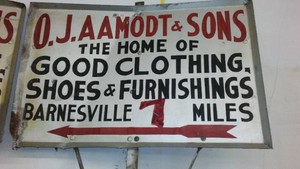 O.J. Aamodt and Sons Vintage Metal Highway Sign