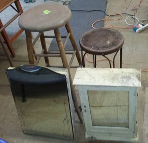 Vintage Stool, Medicine Cabinets (2) and More
