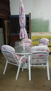 Chairs (4), Table with Umbrella and Stand