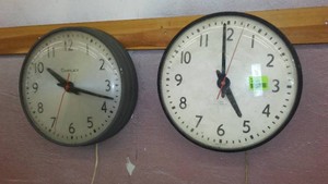Vintage Metal Electric Wall Clocks with Glass Faces (2)