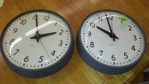 Vintage Metal Electric Wall Clocks (2)