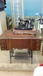 Pfaff 30 and Damascus Sewing Machine in Cabinet.