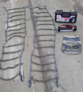 Radio Tire Chains and Emergency Roadside Lights
