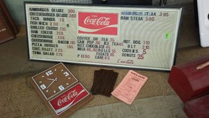 Town Caf Coca-Cola Menu Board, clock and more