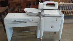 Antique Appliances (2), Horton Mangle, Electric Wringer Washer and Wash Tub