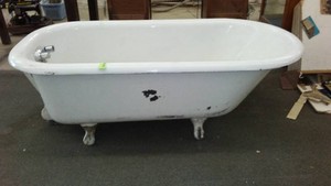 Enamel Sink and Cast Iron Claw Foot Tub from Apartment Next to Bijou Theater in Barnesville, MN