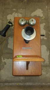 Antique Stromberg-Carlson Wood Wall Telephone with Twin Bells