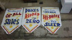 Original Vintage Hand-Painted Advertising Signs (3)