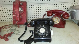 Vintage Telephones (3) Red n Black