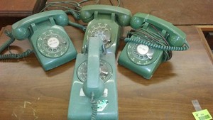 Vintage Green Rotary-Dial Telephones (4)