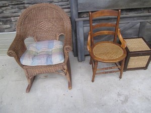 2 Chairs and a foot stool with storage