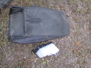 Push lawn mower bag and gas tank