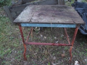 Metal base shop or work table