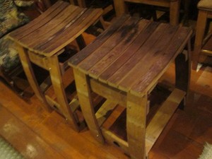 Pair of solid wood bench seats