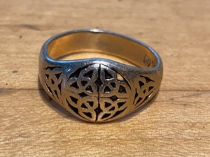 Sterling Silver 925 Celtic Knot Openwork Ring Tapered Band See Photos