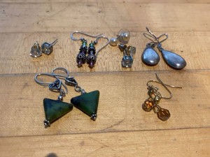 Vintage Costume Earrings Lot Rhinestone Beaded Stone Dangle Stud Mix
