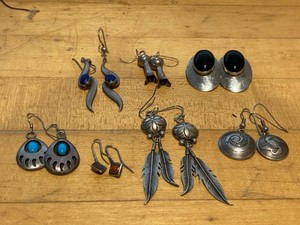Vintage Southwest Style Jewelry Group Earrings & 925 Chain Lot