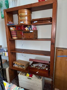 Vintage Rustic Pine Open Bookcase Bookshelf 47.5in x 79in x 12in