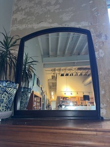 Large Arched Dark Wood Framed Dresser Wall Mirror Traditional Style