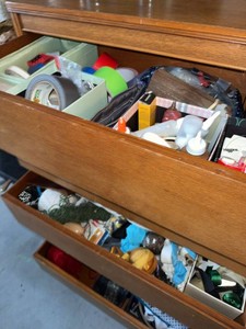 Box Lot of Assorted Craft Sewing Supplies, Tape, Trim & Notions