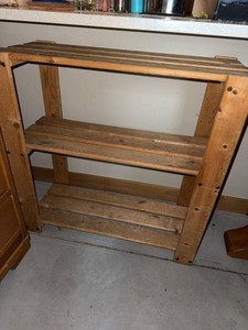 Rustic Solid Wood 3-Tier Freestanding Slat Shelf Bookcase 30in