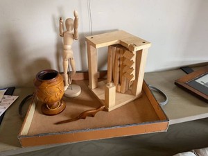 Group of Wooden Desk Decor Organizer Mannequin Tray Vase Figurine