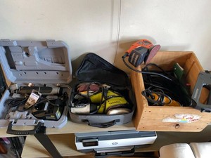 Group Dremel Ryobi Power Tool Lot Rotary Tool Sander Cutter Crate