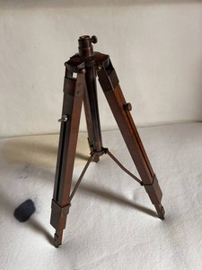 Vintage Wooden Adjustable Tripod Stand Telescoping Center Pole