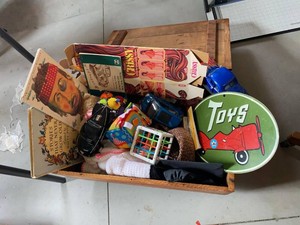 Group Vintage Collectibles Toy Cars Books Chrissy Box Wood Chest