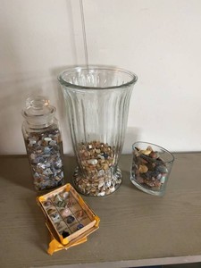 Group of Decorative Stone Collections with Glass Containers & Specimen Tray