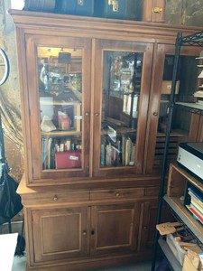 Traditional Wood 2-Piece Glass Door Hutch Cabinet Storage 80x60x20