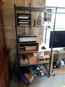 Black 5-Tier Metal Wire Shelving Rack on Casters 6 Ft Tall
