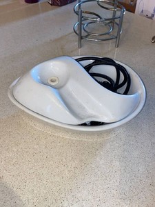 White Ceramic Tabletop Water Fountain w Pump Cord Indoor Decor