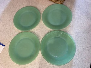 Fire-King Jade-ite Restaurant Ware Plates & Platter Set of 4