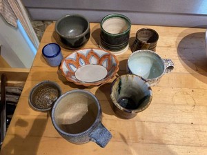 Studio Pottery Mug Bowl Cup Group Handmade Stoneware Mixed Lot