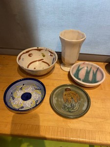 Group of Studio Pottery Bowls & Vase Signed Jennifer Handcrafted
