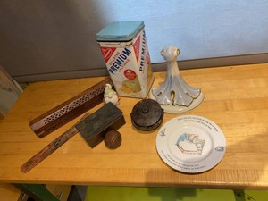 Group Vintage Home Decor Tin Plate Carved Box Figurine Metalware