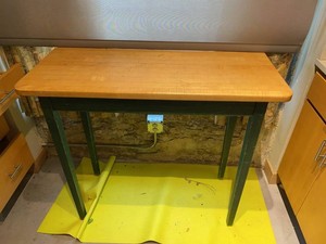 Maple Top Work Table Green Painted Base 42 x 18 x 36 Tall