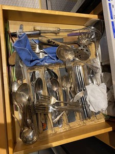 Group Mixed Flatware Silverplate Serving Utensils Kitchen Drawer Lot