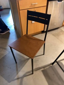 Modern Metal Dining Chair with Wood Seat Black Brown Kitchen Chair