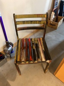 Rustic Hand-Painted Wooden Slat Chair Folk Art Accent Side Chair
