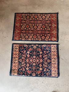 Pair of Persian Style Accent Rugs Blue Red Floral Approx 16x25