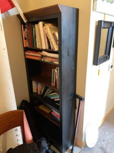 Tall Dark Wood Bookcase Bookshelf 75in x 30in Contemporary