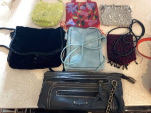 Group Vintage Handbags Purses Beaded Velvet Leather Evening Bags