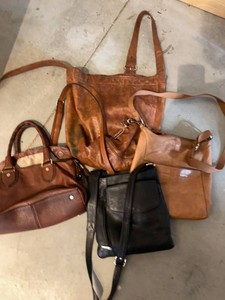 Group Vintage Leather Handbags Shoulder Bags Brown Black Mixed Styles