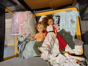 Group of Vintage Dolls, Baby Clothes & Nursery Textiles Mixed Lot