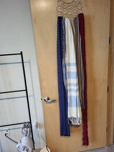 Set of 5 Mixed Knit & Woven Winter Scarves Assorted Colors